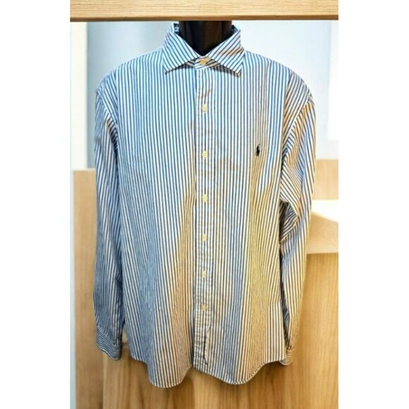 Polo Ralph Lauren Stanton Custom Fit Mens Dress Shirt XL Blue Button-Down - Picture 1 of 7